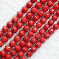 beautiful red natural coral 7mm fashion round faceted loose beads diy women elegant party weddings gifts jewelry 15inch b654