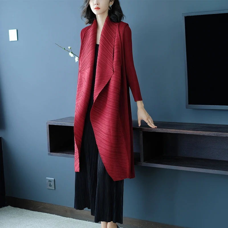 Changpleat 2018 new autumn loose women Trench Miyak Pleated long sleeve Loose Large size Solid Long Sleeve Female Coat Tide | Женская