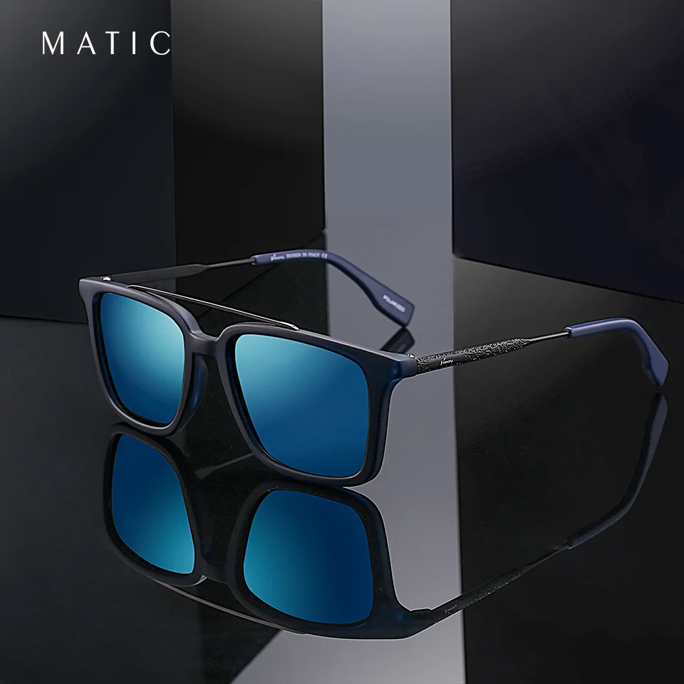 Blue Mirrored Lens Polarized Sunglasses Men Women Driving Pilot Brand Designer Sun Glasses For Male Fashion Eyewear MATIC  - buy with discount