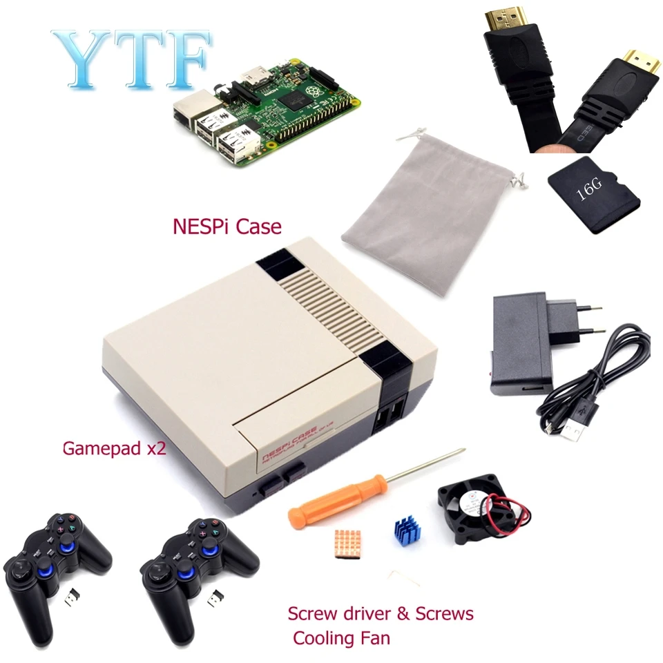 Чехол NESPI NES + Raspberry Pi 3 4 b карта 16 Гб вентилятор 2 шт. геймпада адаптер питания ЕС