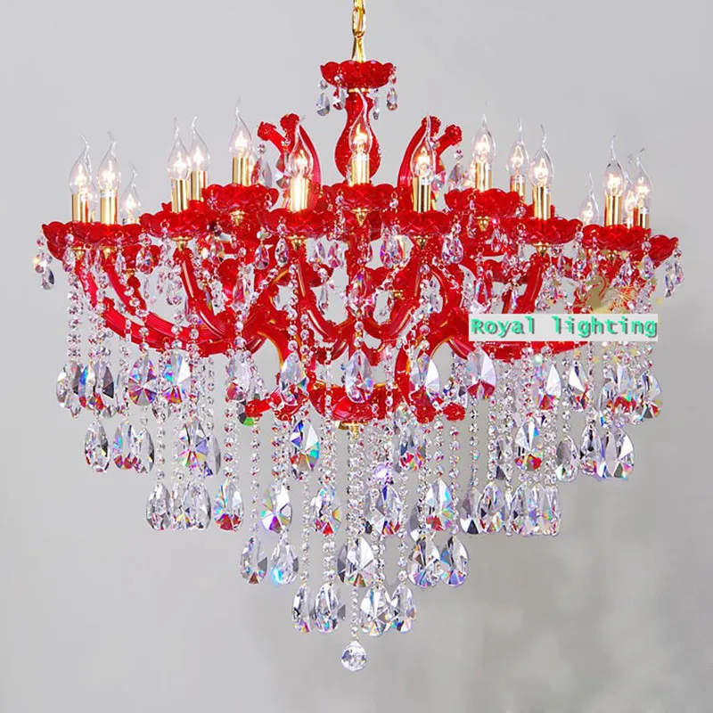 24 arm Royal luxury Rose Red люстра кристалл освещение вилла лобби отеля большой кулон Новый