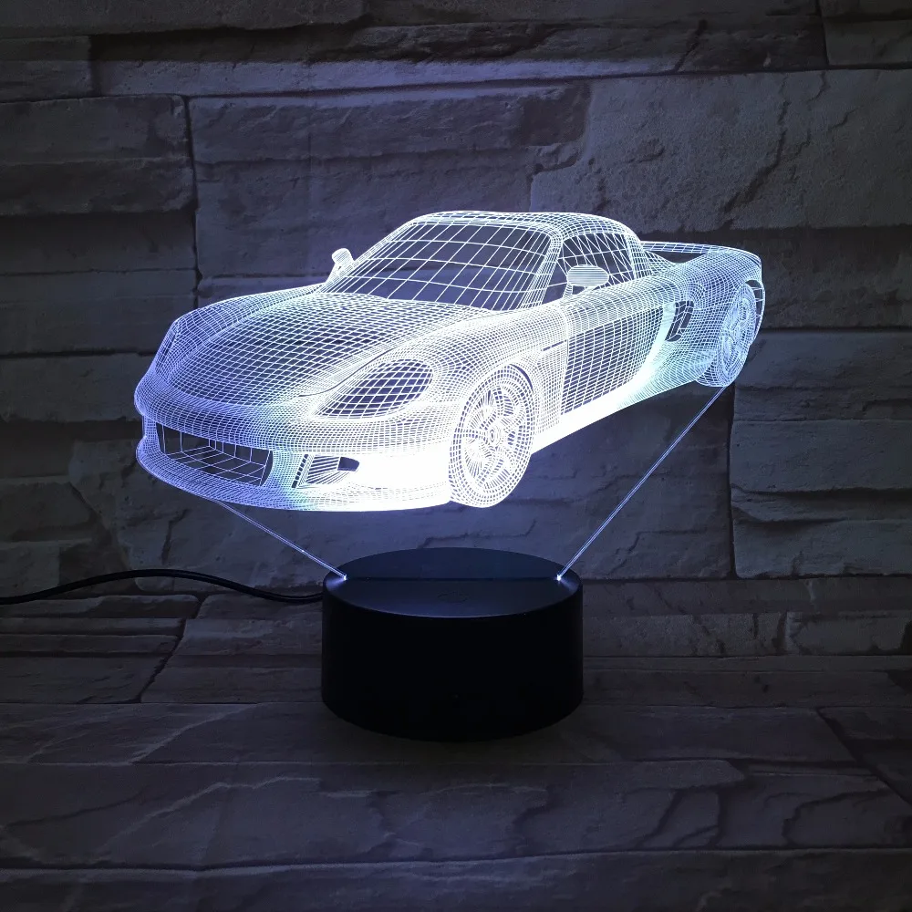 

7 Colors Visual Racing Sports Car Modeling Lamp 3D LED Night Light Kids Gift Touch Switch USB Table Lampara Lampe Sleep Lighting