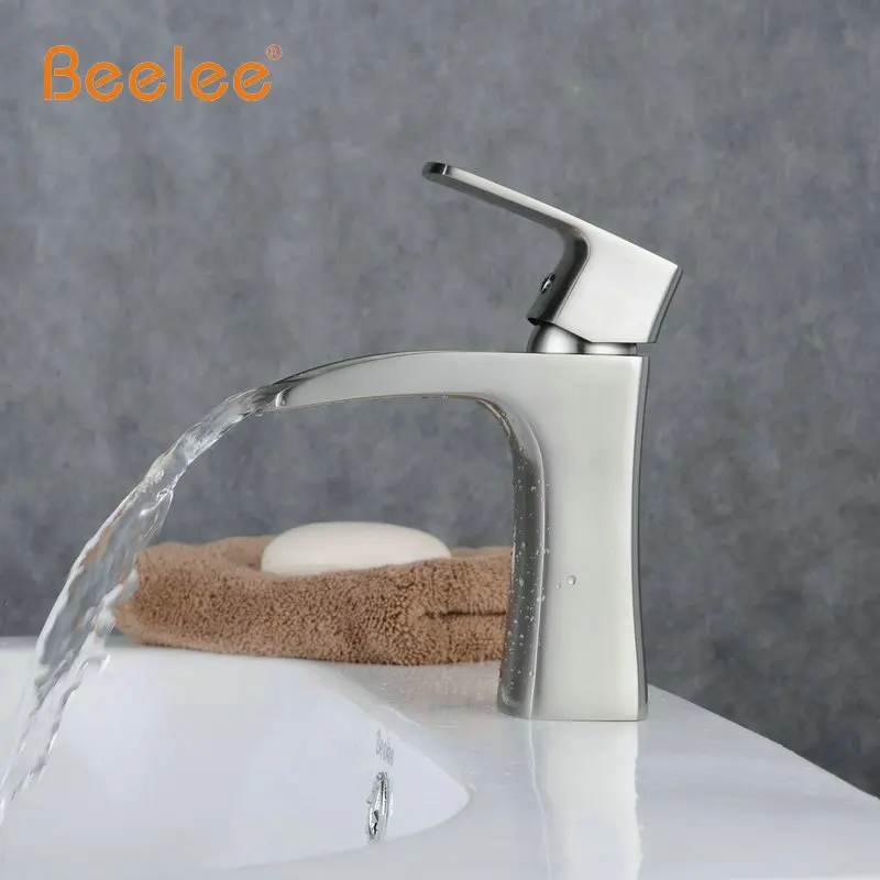 Beelee современный никелевый матовый смеситель для раковины в ванной комнате