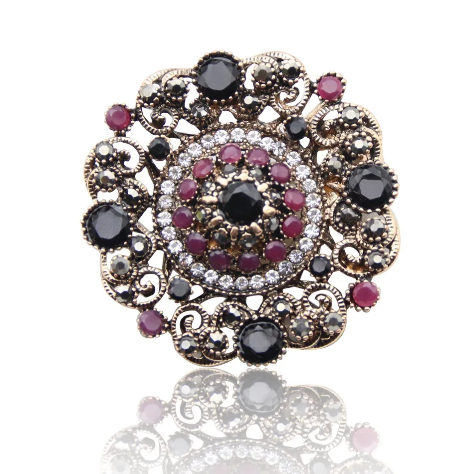 Модная круглая Винтажная брошь в марокканском стиле женская форме Стразы