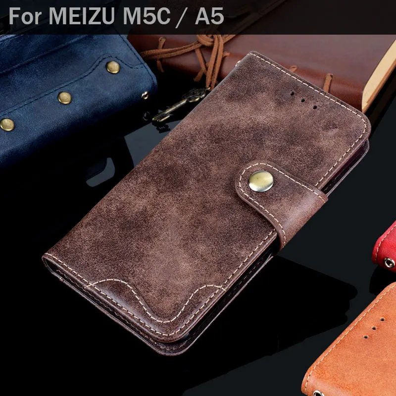 Чехол для Meizu m5c роскошный винтажный кожаный флип-чехол с подставкой и отделением