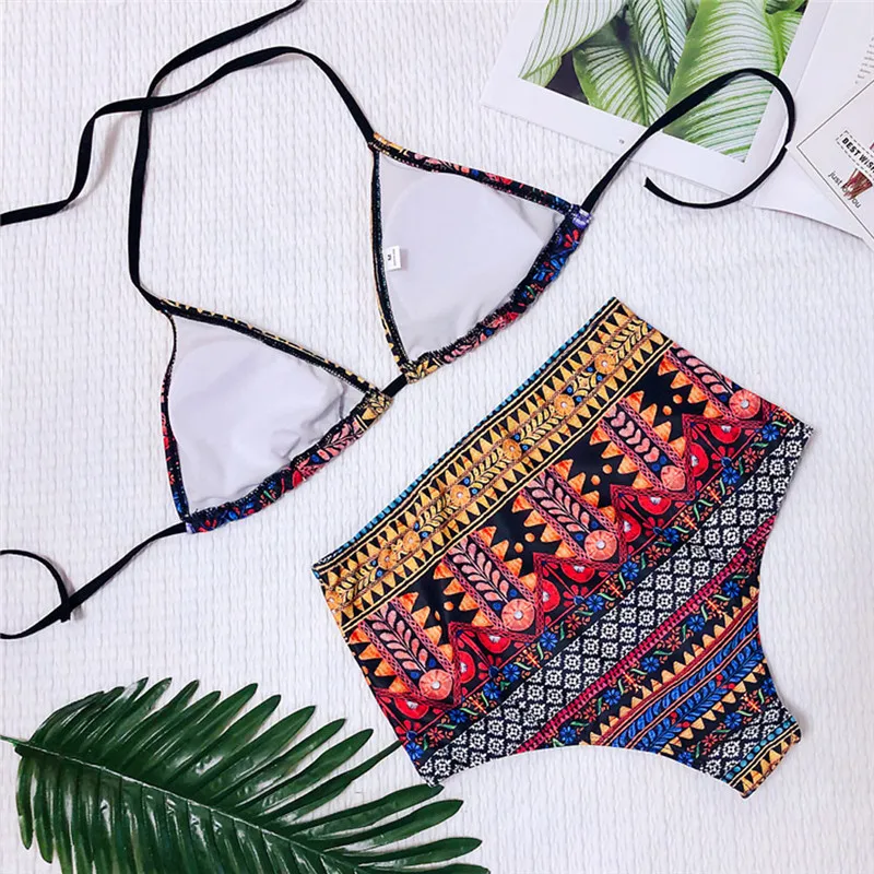 Женский бюстгальтер с пуш-ап и принтом в африканском стиле пляжный комплект