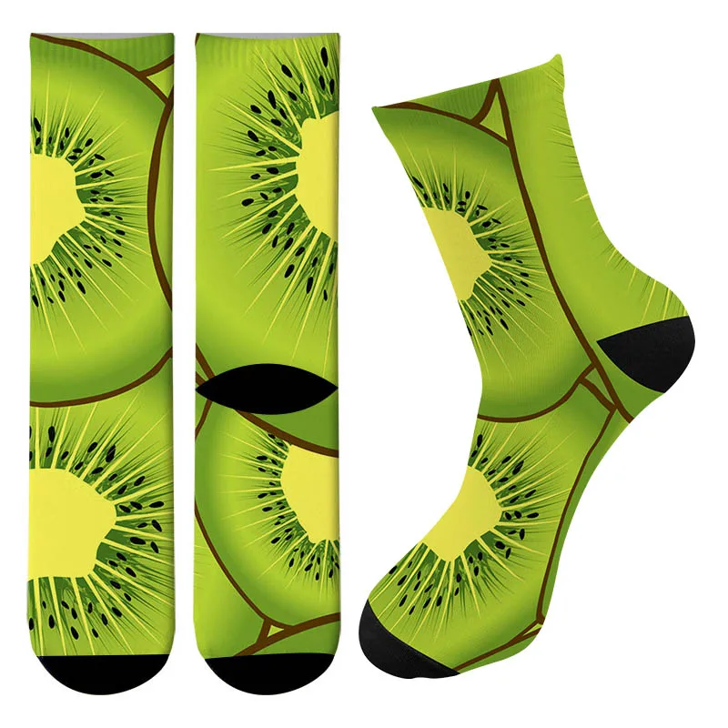 

New 3d Printed Kiwi Fruit Men Crew Cycling Socks Street Trend Food Taco Skateboard Long Socks Causal Peanut Funny Tube Socks