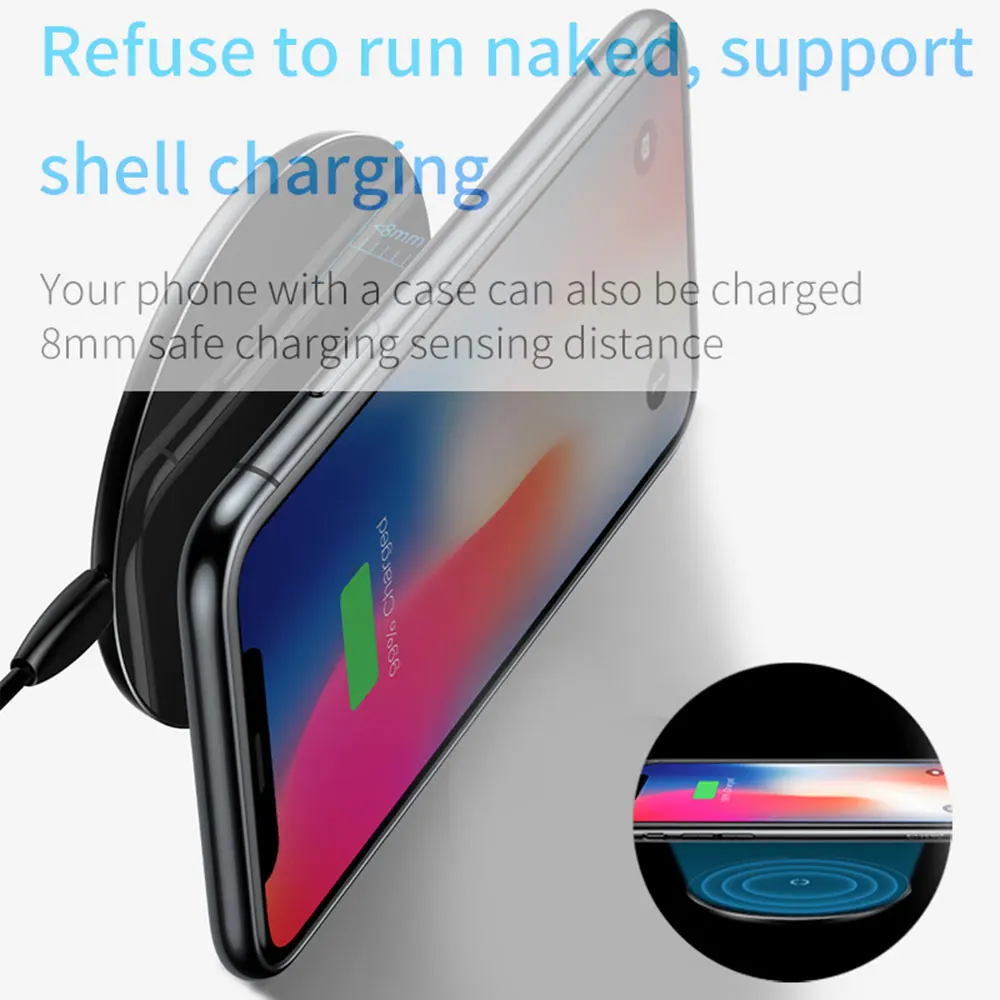 KISSCASE QI Wireless Charger For iPhone X XR XS 8 Plus Mini Fast Charging Samsung S10 Xiaomi 9 | Мобильные телефоны и