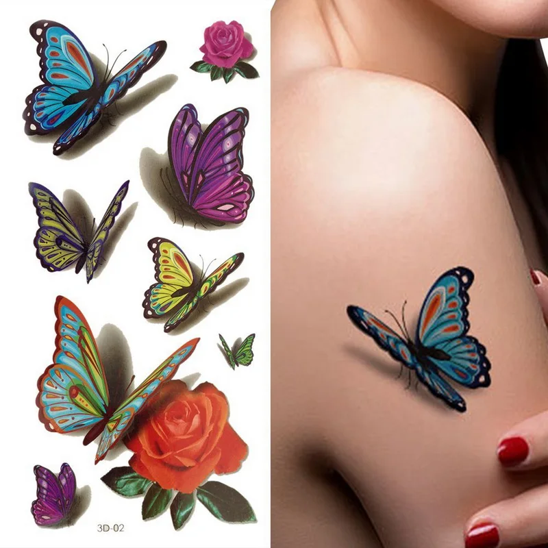 New Hot 3D DIY Body Art Painting Tattoo Stickers Glitter Beautiful Butterflies Temporary Flash Disposable Tattoos | Красота и