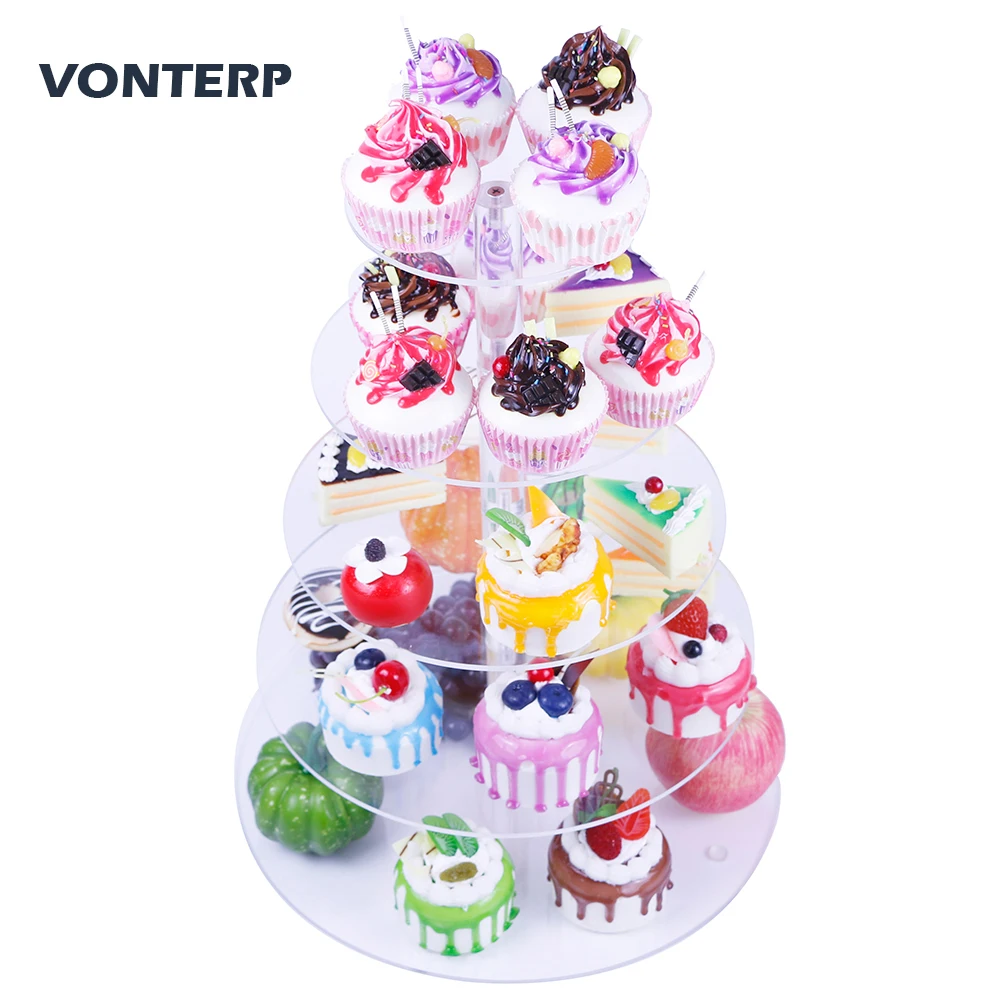 

HMROVOOM Transparent 1 PCS Round 5 Tier clear Acrylic Cupcake Display Stand /acrylic cake stand/acrylic cupcake rack