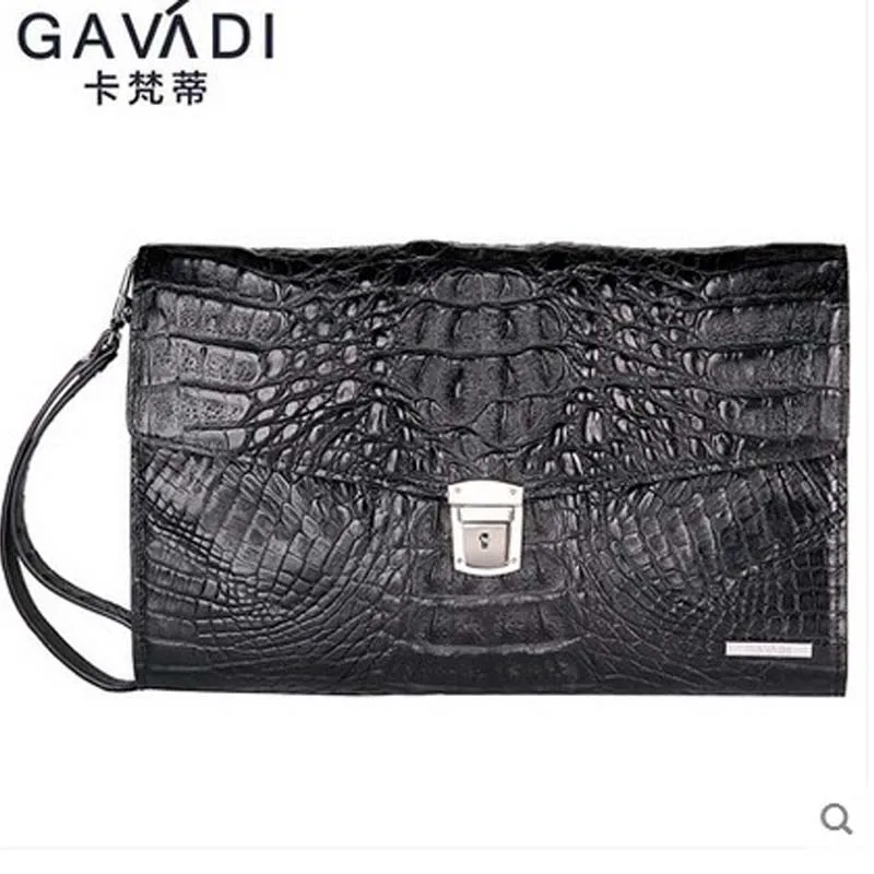 

kafandi crocodile men clutch bag lock hand grab bag men bag large volume business men bag