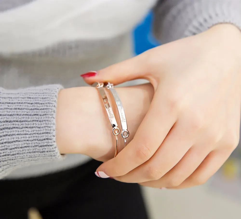 LKO женские розовые ювелирные изделия браслет дружбы Bijoux классический Верьте в себя браслет с буквами