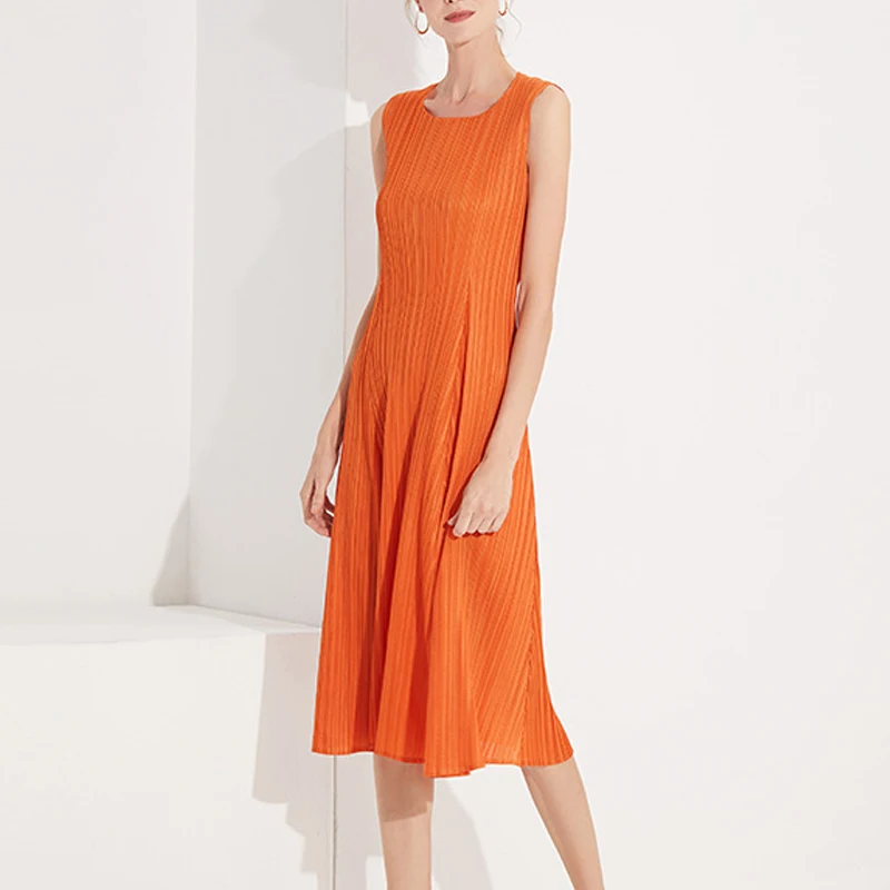 Changpleat 2019 летние новые женские однотонные платья Miyak плиссированные модные тонкие