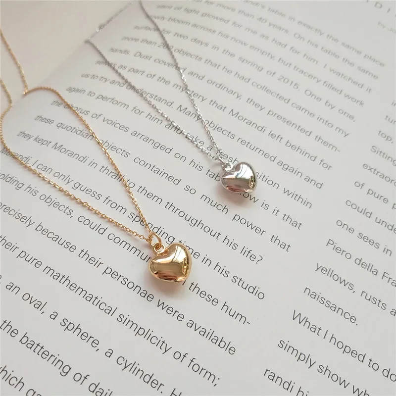 

YPAY Genuine 925 Sterling Silver Heart Pendant Necklaces for Women Korean Trendy Love Chain Necklace Fine Party Jewelry YMN147