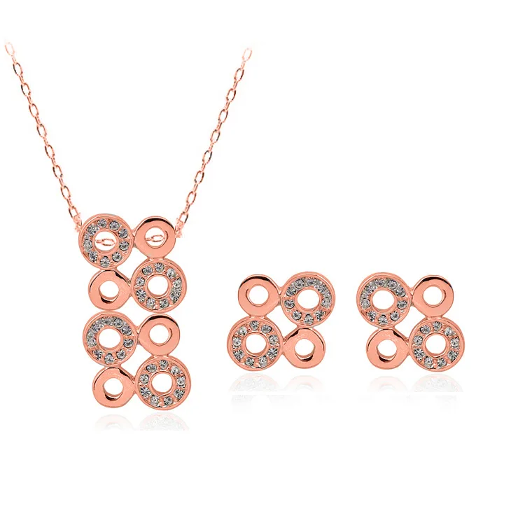 

Fashion Austria crystal Full Rhinestone Lucky Round Necklace& Earrings Round sets Crystal Jewelry