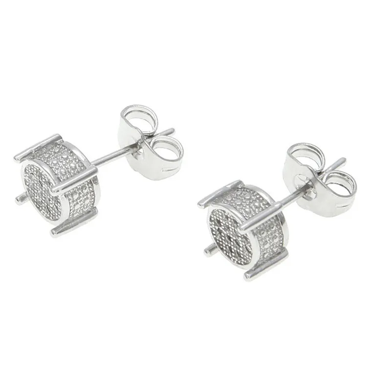 Хип хоп ААА Стразы с микропрокладкой из страз CZ серьги гвоздики цвет медно