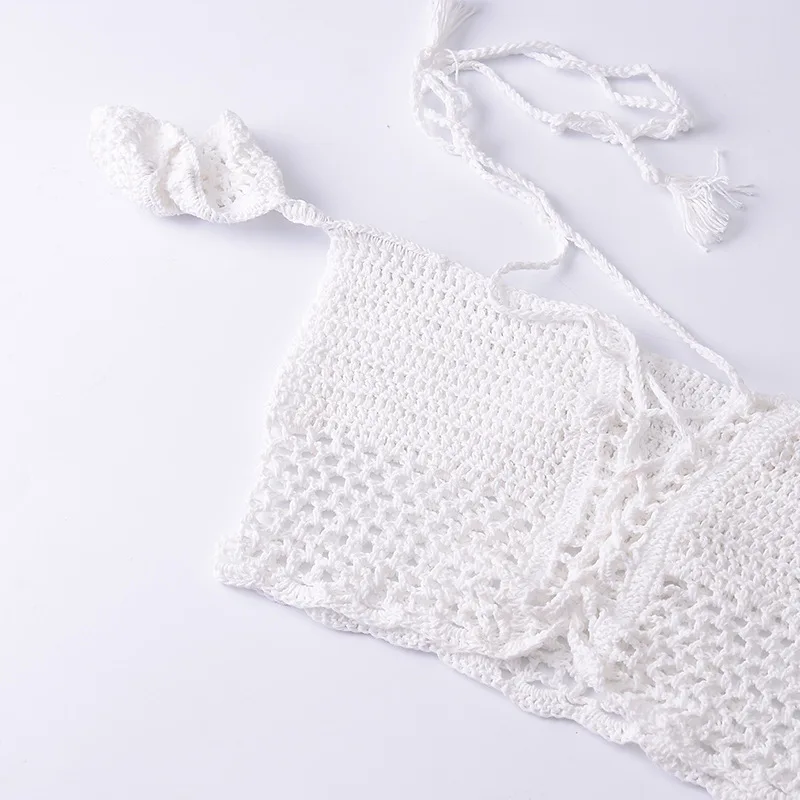 Женский купальный костюм Maillot De Bain Femme вязаный однотонный купальник с высокой