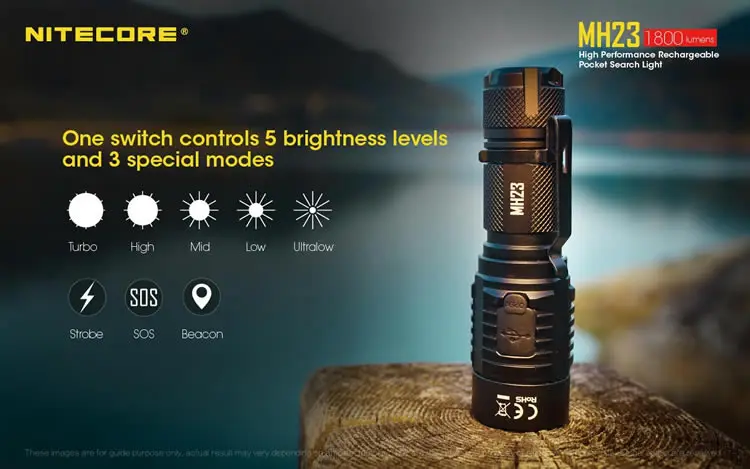 NITECORE 1800 LMs MH23+ IMR18650 перезаряжаемый аккумулятор CREE XHP35 HD светодиодный супер яркий жезл фонарь Водонепроницаемый мини фонарик