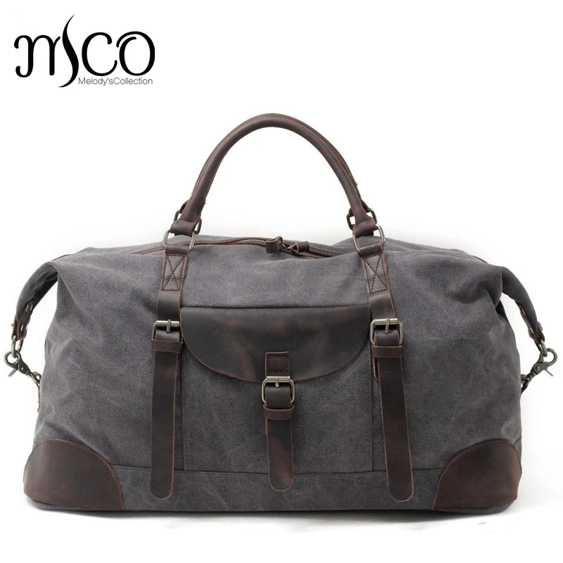 

Men Travel Duffle Bags Tod-handle luggage Canvas Vintage Women bag Military Large Capacity Oilskin Leather Carry weekender Bag