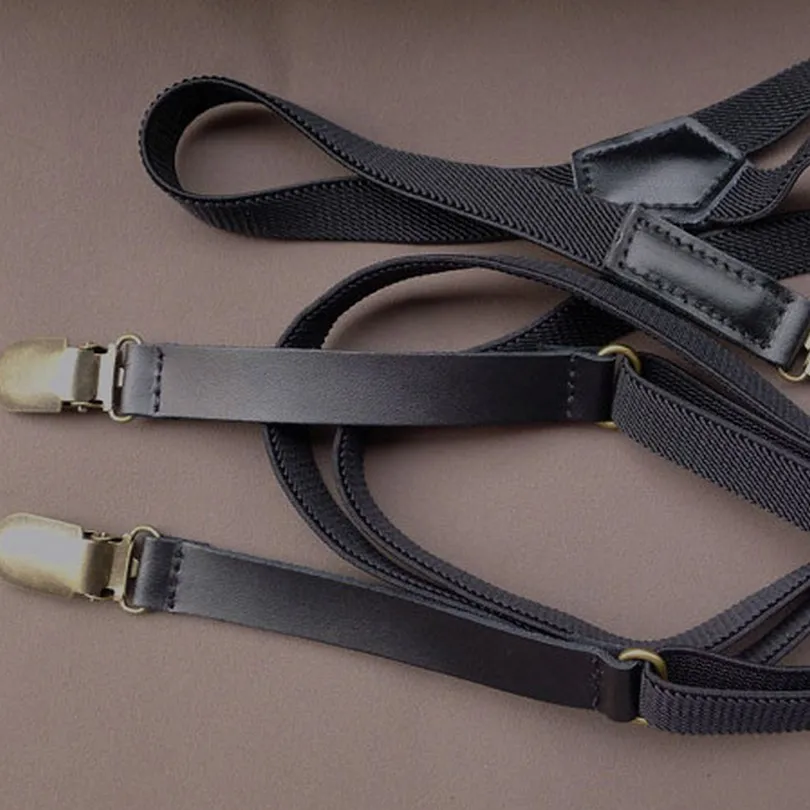 Твердые Винтаж подтяжки с зажимы 2017 эластичные штаны Подтяжки для Мужские