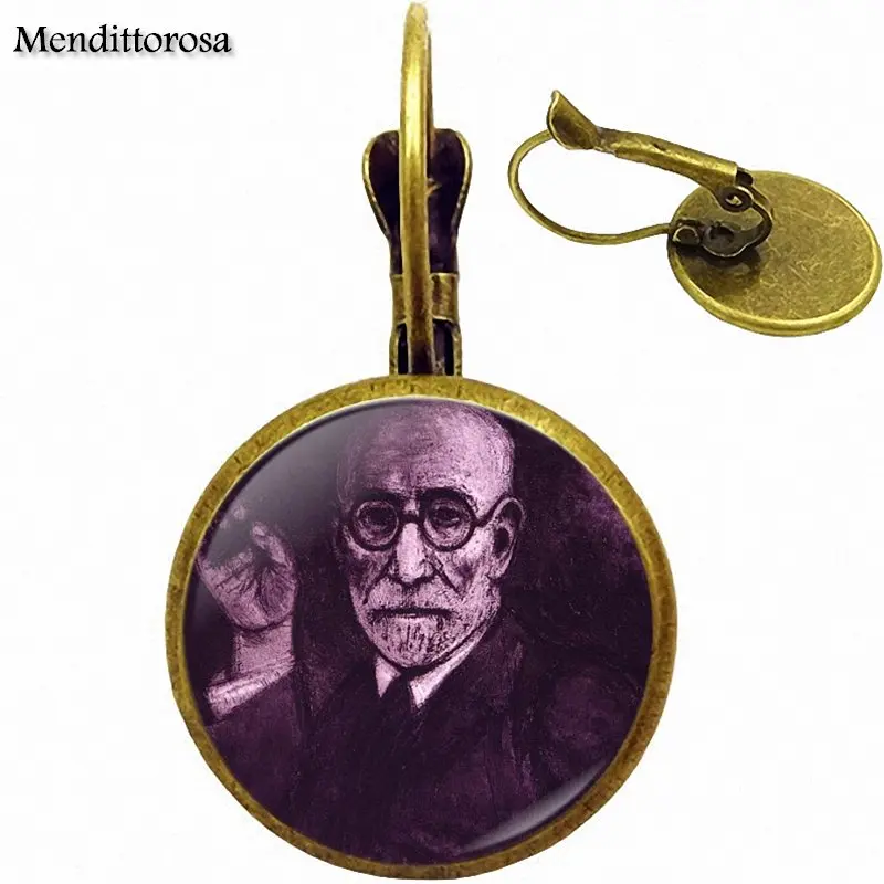 Стеклянный кабошон Sigmund Freud с бронзовым/серебряным/золотым зажимом