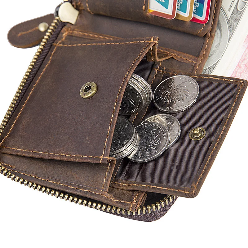 Новый стиль мужской кошелек первый из яловой выделанной кожи на молнии Роскошные