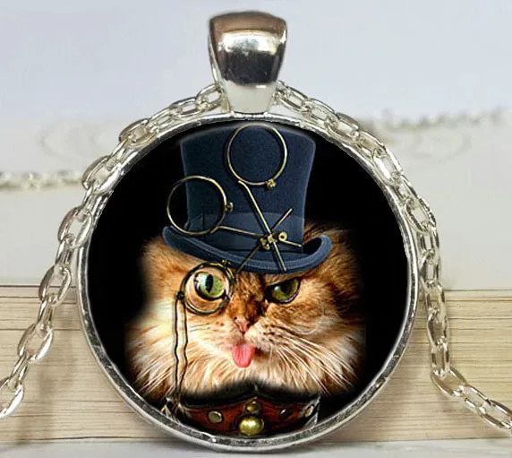 Cheap STEAMPUNK CAT Necklace Steampunk Pendant Cat with Monocle wholesale | Украшения и аксессуары