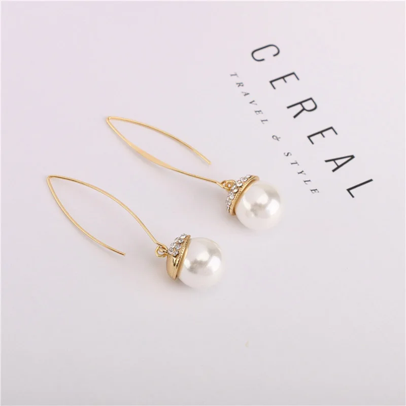 Korea design new imitation pearl ear hook gentle sweet temperament Dongdae long earrings | Украшения и аксессуары