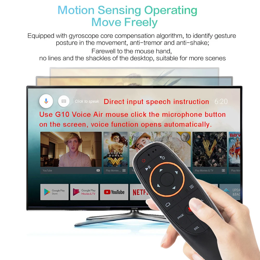 Voice flying mouse remote control 2.4GHz wireless somatosensory universal Google voice assistant For Android tv Box PC | Электроника