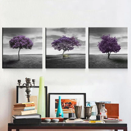 3 шт. большие темные облака фиолетовые деревья холст настенная живопись пейзаж