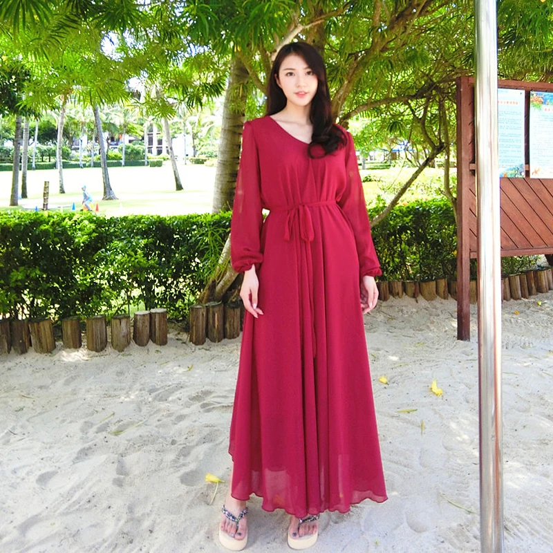 Пляжное шифоновое платье Большое пляжное в стиле бохо праздничное с длинными