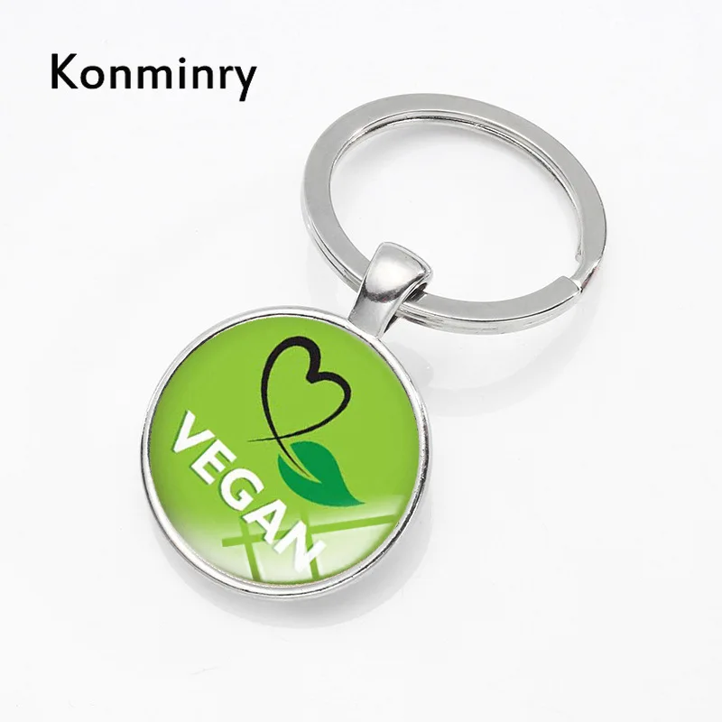 Konminry Классическая веганская цепочка для ключей с зелеными листьями стеклянный