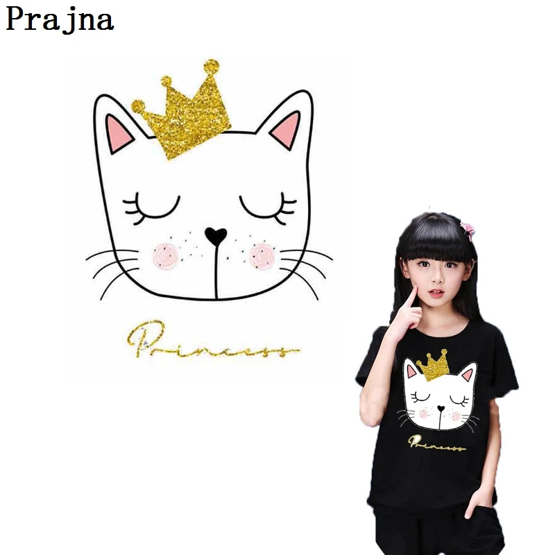 Prajna одежда Железный На переноске белый кот корона мечта мультфильм патчи значок