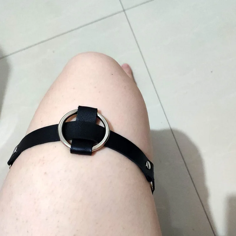 Sexy Women Elastic Round Leather Leg Ring Garter Belt Punk Thigh Goth Harajuku Harness 100% Handmade CRL616 | Украшения и
