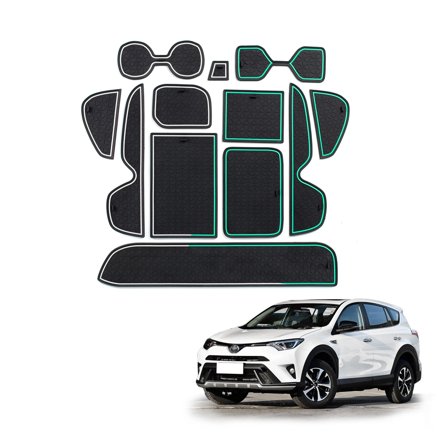 RUIYA 12 шт. Противоскользящий пылезащитный дверной коврик для Toyota RAV4 левый руль Органайзер в салон автомобиля паз ворота Коврики для хранения