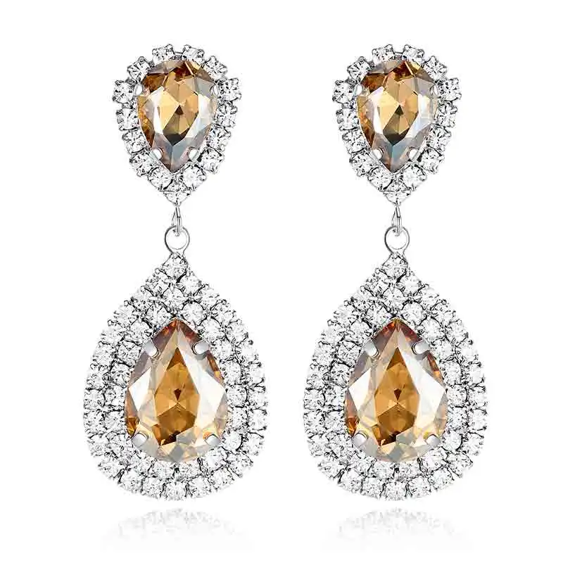 gold Minmin, 6 цветов, каплевидные длинные серьги с кристаллами, Серебряные стразы, свадебные Висячие серьги для женщин, вечерние ювелирные изделия для свадьбы EH003 - Окраска металла: gold