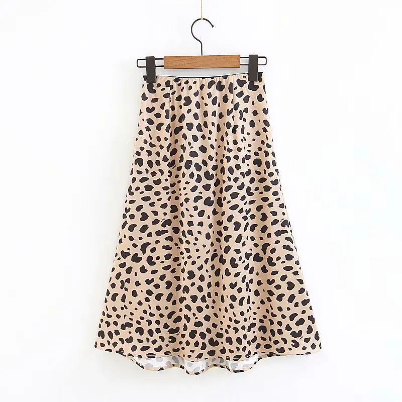 

Leopard Printed Skirt Women Autumn High Waist Skirt Retro Streetwear A-line Midi Skirt 2018 Fashion Lady Elegant Skirts New
