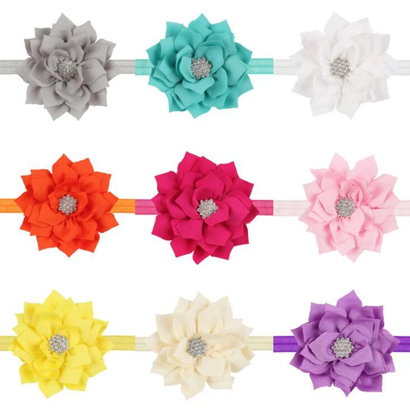 Nishine Lotus/повязка на голову для маленьких девочек с блестящей грушевой пуговицей