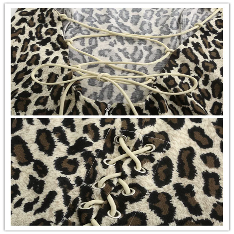 

Sexy Sundress Leopard Print Spaghetti Strap Bodycon Party Mini Dress Women Casual Bandage Off Shoulder Dresses Elegant Vestidos