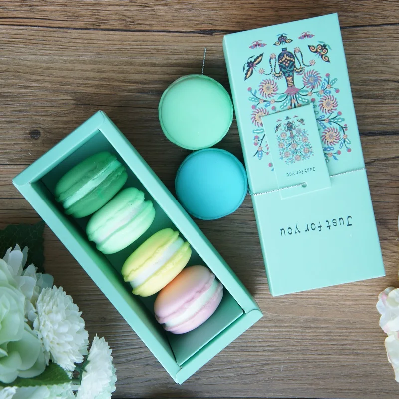 Элегантная синяя бумажная коробка для макарон шоколада коробки хранения конфет