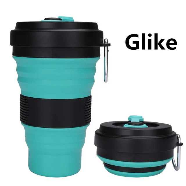 550ML 550 мл дорожная чашка, кружка, складная силиконовая чашка с крышкой, легкая кружка для воды, кофе, питья, для кемпинга, туризма, BPA бесплатно - Цвет: 550ML