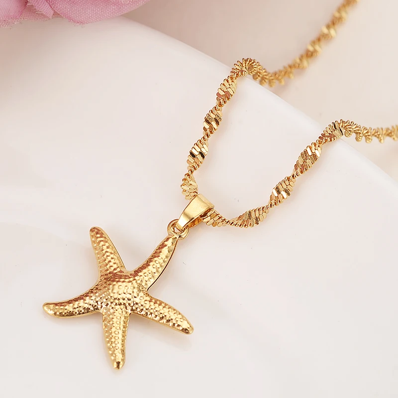 Золотое ожерелье с подвеской в виде морской звезды женские Украшения для