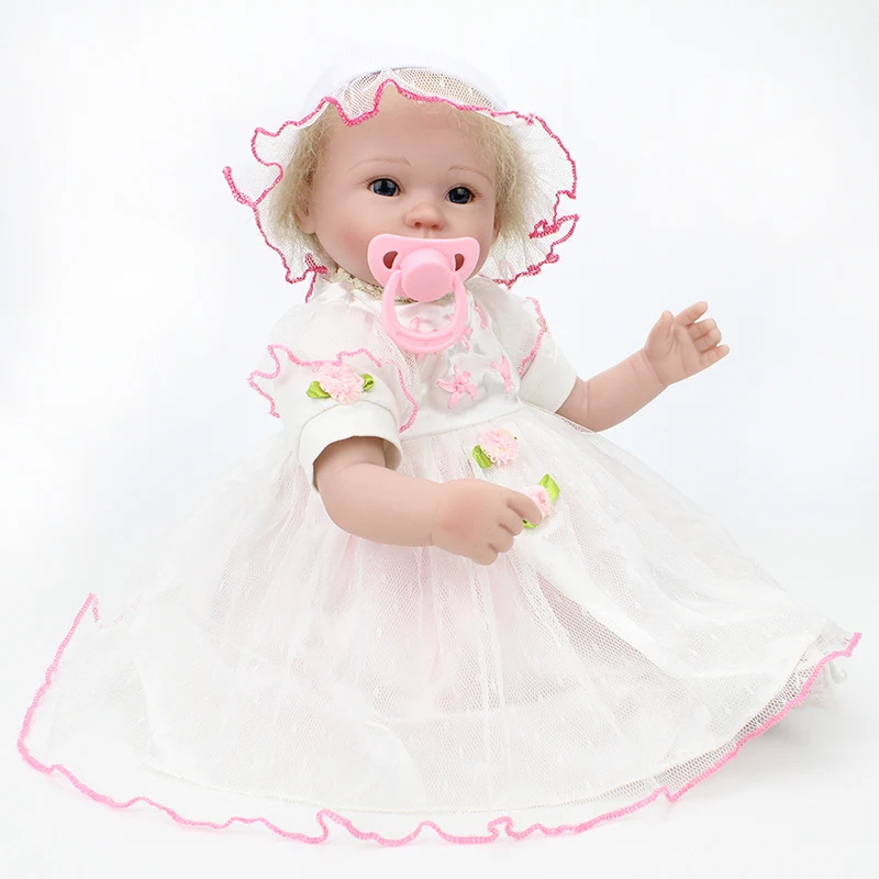 

17 Inch Silicone Reborn Princess Baby Doll Lifelike Newborn Cuddly Collection Stuffed Hobbies Toys Lovely Birthday Gift for Kids