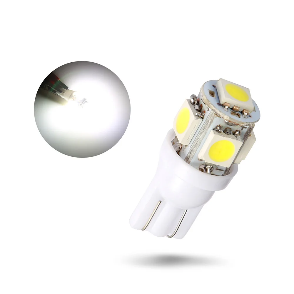 10 шт. автомобисветодиодный светодиодные лампы T10 W5W 5050 5SMD 168 194 192 DC 12 В|Сигнальная