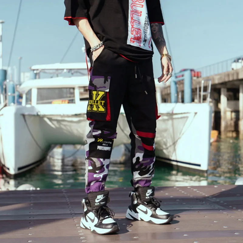 Брюки мужские камуфляжные с карманами модные Джоггеры в стиле хип-хоп лоскутные