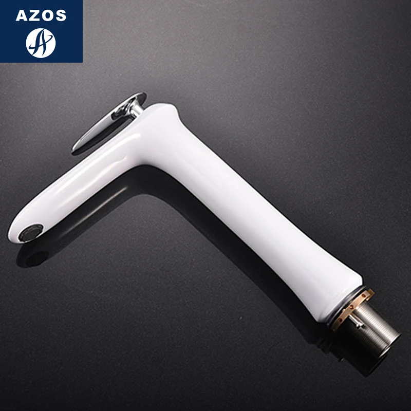 Azos Above Counter Basin Faucet LED Extended Brass White Cold and Hot Switch Laundry Pool Shower Room Round MPYX002A | Обустройство