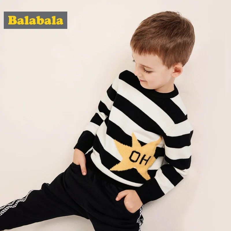 Мягкий Вязаный Свитер Balabala для маленьких мальчиков с вышивкой детский пуловер
