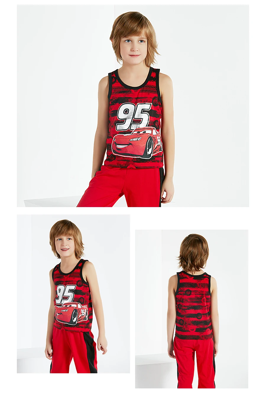 THREEGUN X disney Cars/детский пижамный комплект для мальчиков, комплект из 3 предметов, пижама для маленьких мальчиков хлопковая одежда для сна одежда для отдыха с героями мультфильмов для подростков