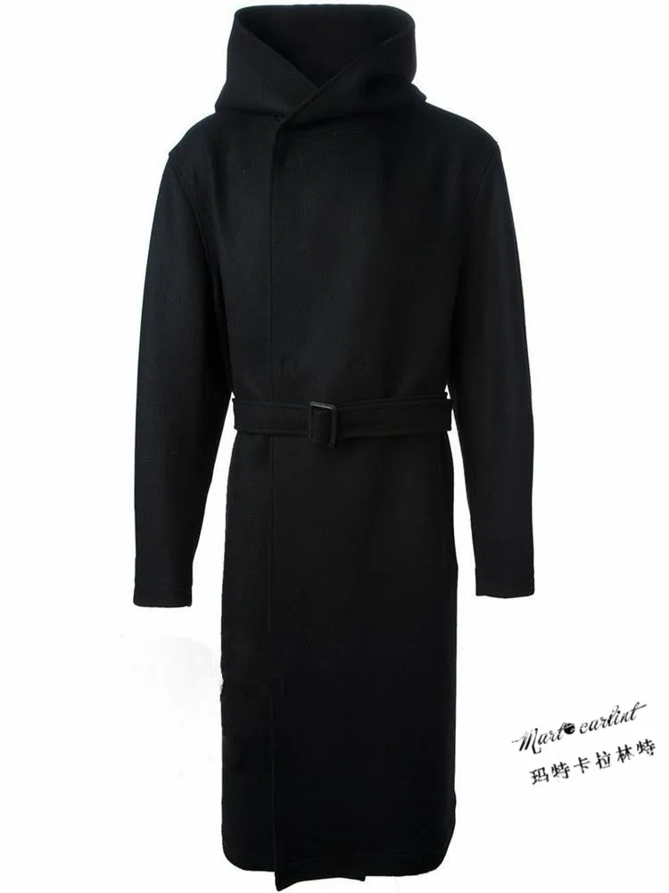 Мужское шерстяное пальто утепленное на осень и зиму большие размеры S-6XL | Мужская