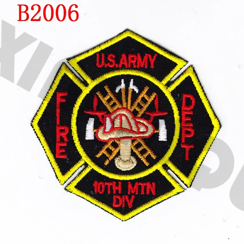 BK Вышивка патч армии США 10th MTNDIV Пожарная служба боевой тактика Военная униформа - Цвет: BK